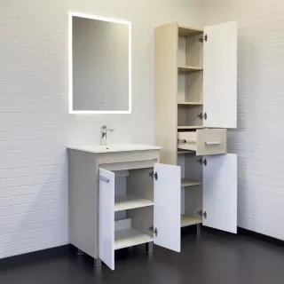 Тумба-умывальник Comforty Тулуза-60Д сосна лоредо с раковиной Comforty 60E